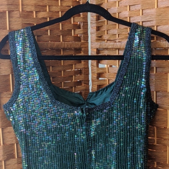 Vintage green sequin mini dress size S - Picture 3 of 7